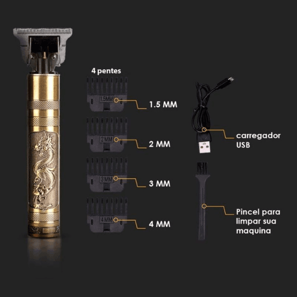 Barbeador Profissional - GoldenShaver + 4 pentes de BRIDNE